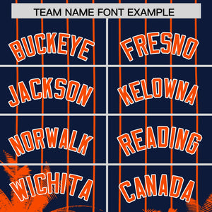 Custom Navy Orange Pinstripe Coconut Tree Pattern Authentic Baseball Jersey