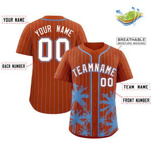 Custom Texas Orange Light Blue Pinstripe Coconut Tree Pattern Authentic Baseball Jersey