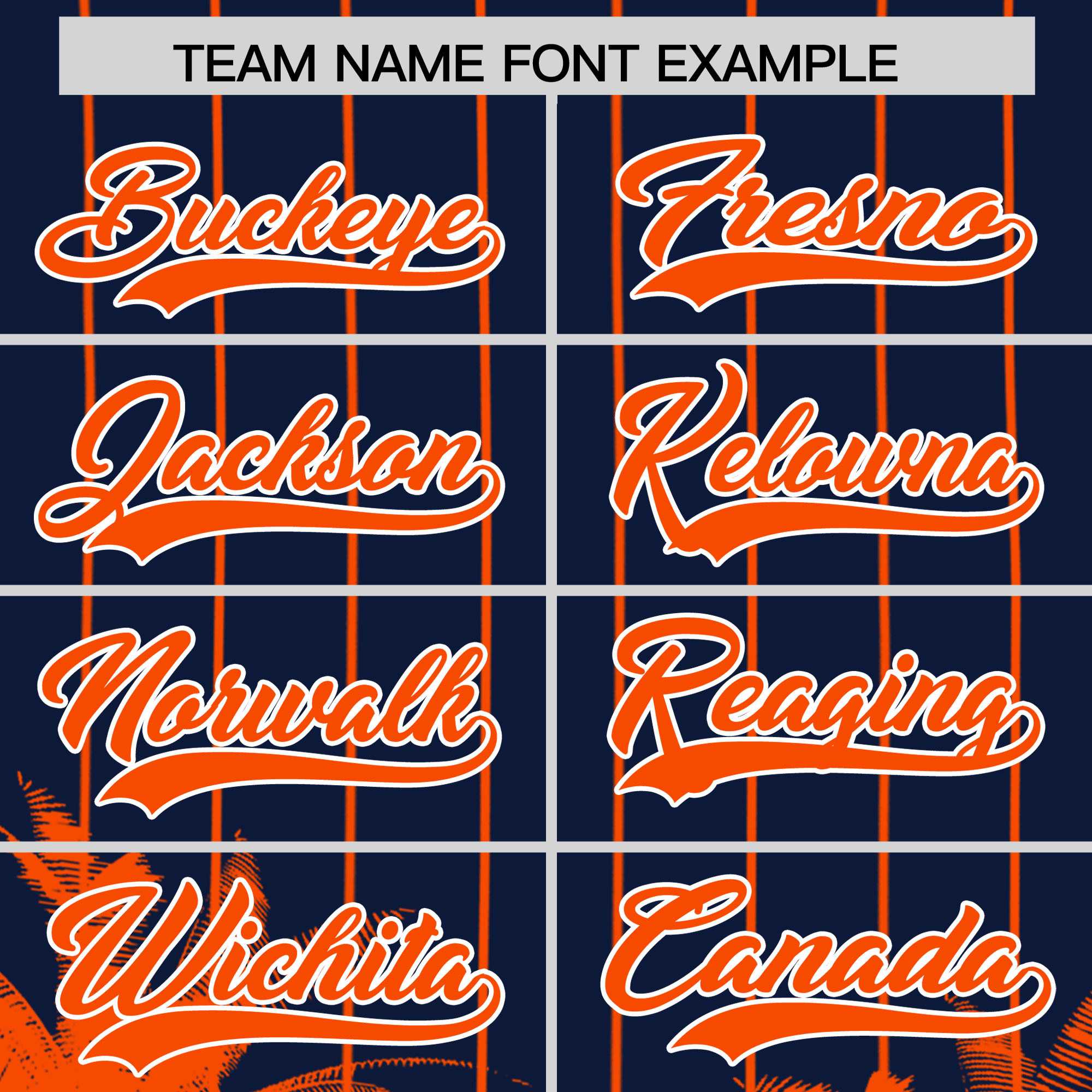 Custom Navy Orange Pinstripe Coconut Tree Pattern Authentic Baseball Jersey