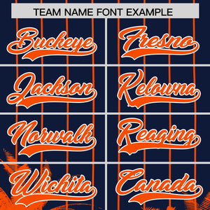 Custom Navy Orange Pinstripe Coconut Tree Pattern Authentic Baseball Jersey