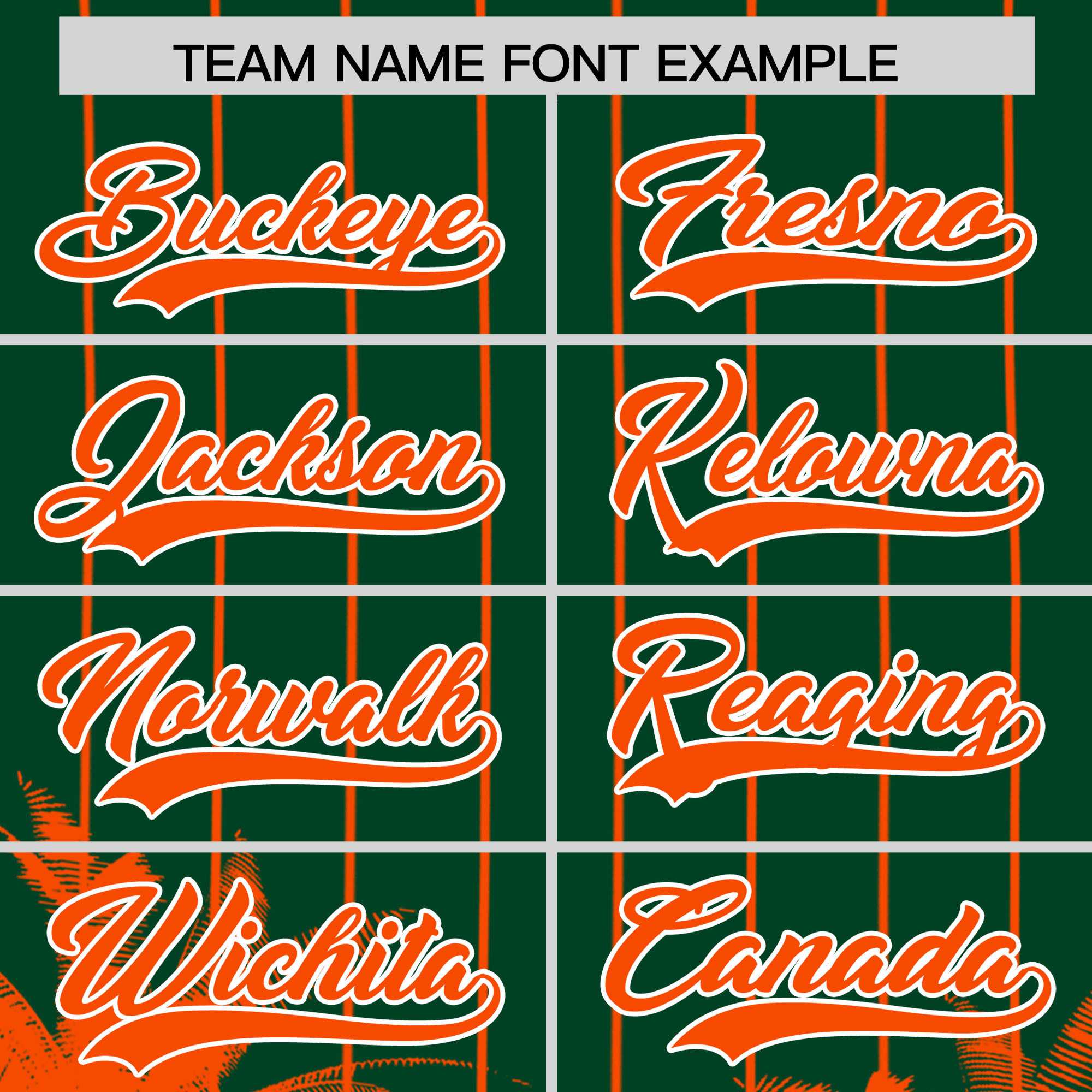 Custom Green Orange Pinstripe Coconut Tree Pattern Authentic Baseball Jersey