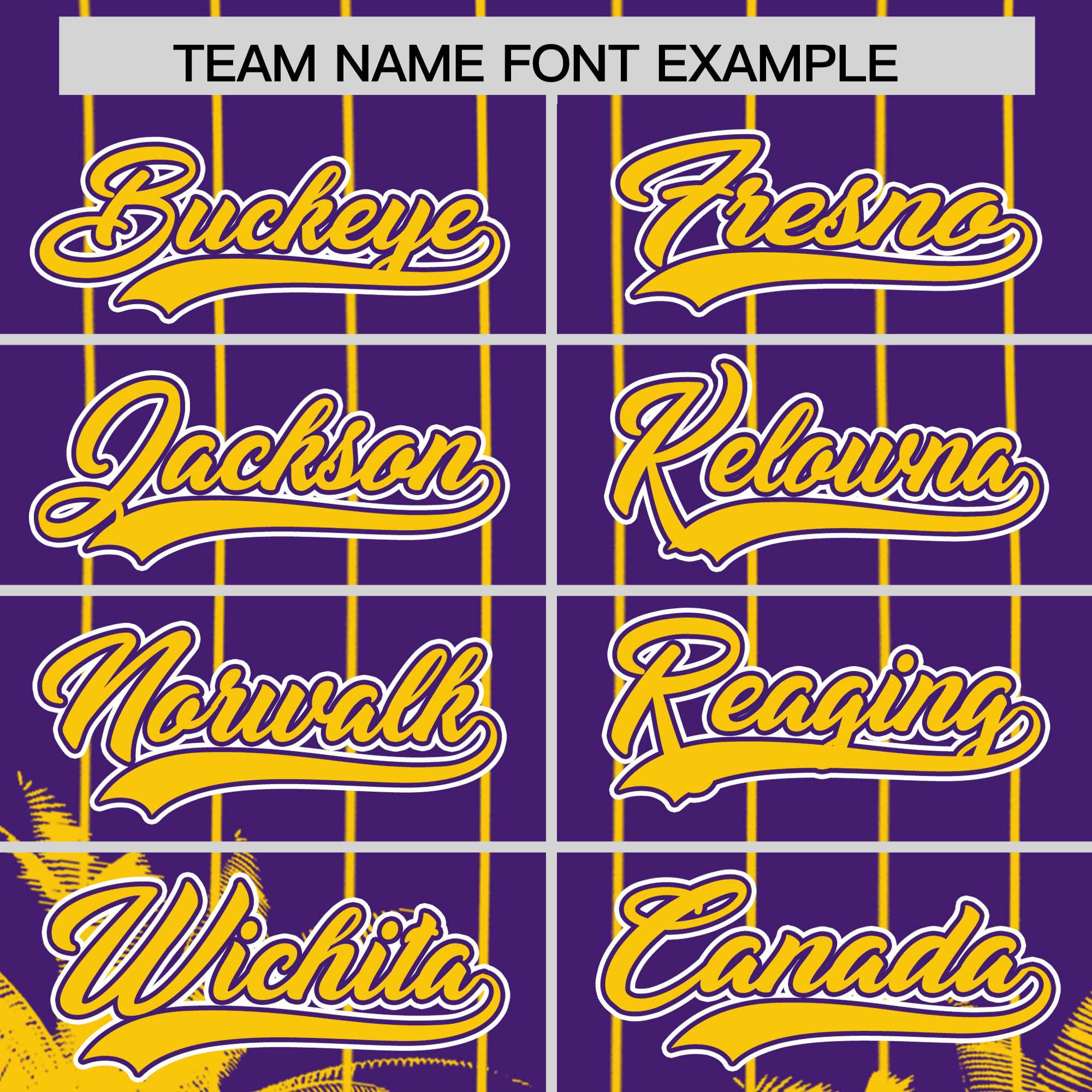 Custom Purple Gold Pinstripe Coconut Tree Pattern Authentic Baseball Jersey