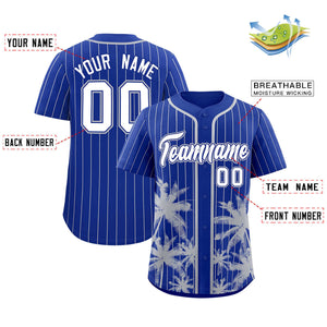 Custom Royal Gray Pinstripe Coconut Tree Pattern Authentic Baseball Jersey