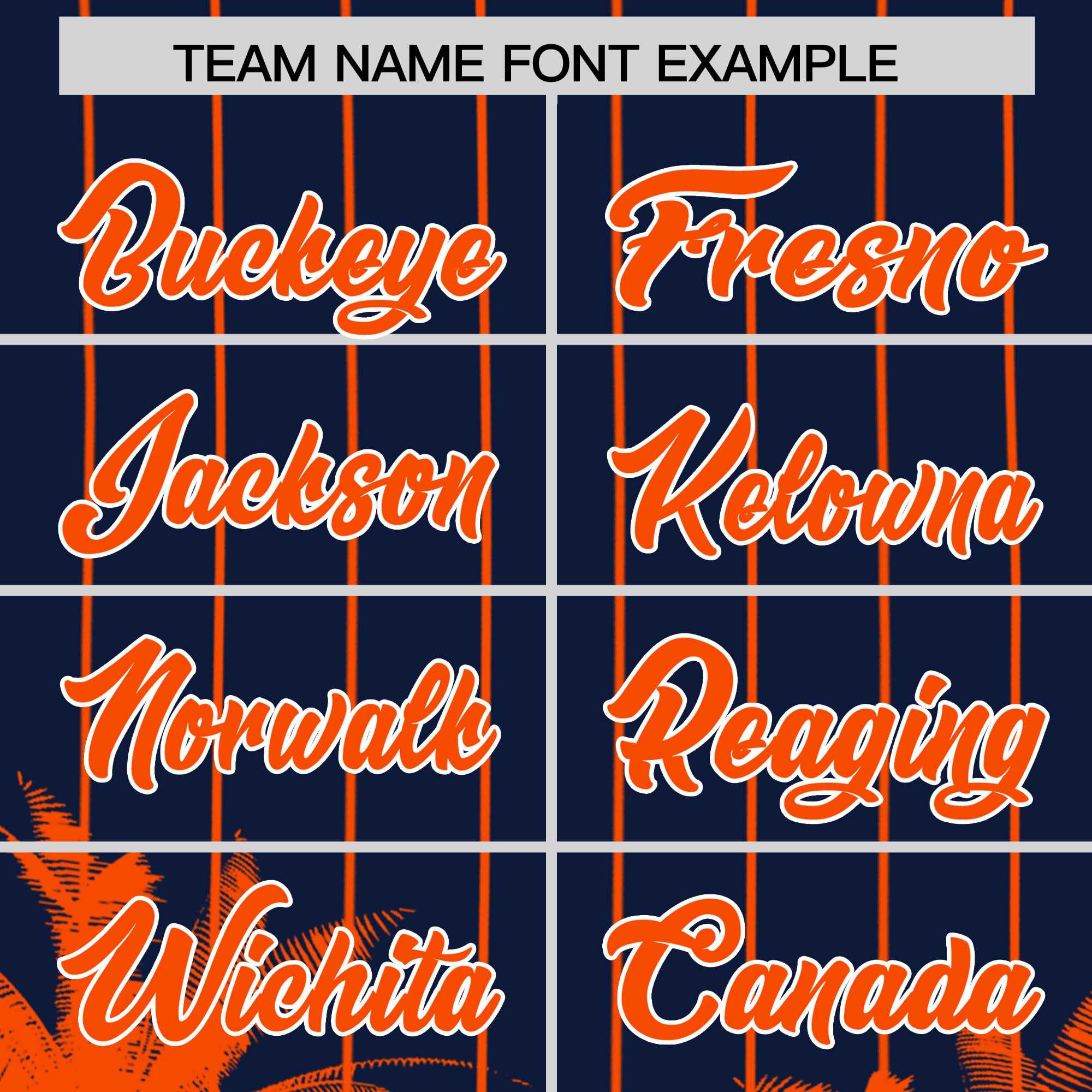 Custom Navy Orange Pinstripe Coconut Tree Pattern Authentic Baseball Jersey