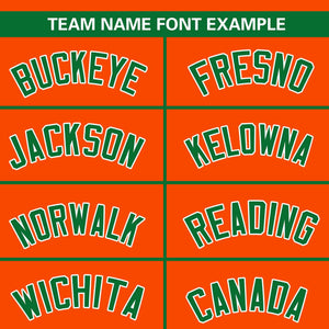 Custom Orange Kelly Green Color Block Personalized Raglan Sleeves Authentic Baseball Jersey