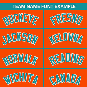 Custom Orange Aqua Color Block Personalized Raglan Sleeves Authentic Baseball Jersey