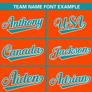 Custom Orange Aqua Color Block Personalized Raglan Sleeves Authentic Baseball Jersey