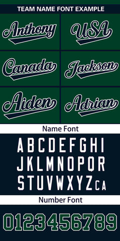 Custom Green Navy Color Block Personalized Raglan Sleeves Authentic Baseball Jersey