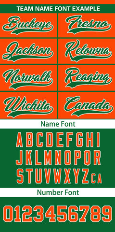 Custom Orange Kelly Green Color Block Personalized Raglan Sleeves Authentic Baseball Jersey