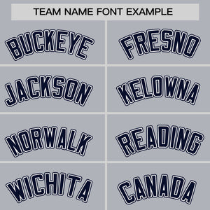 Custom Gray Navy-White Personalized Color Block Authentic Baseball jersey