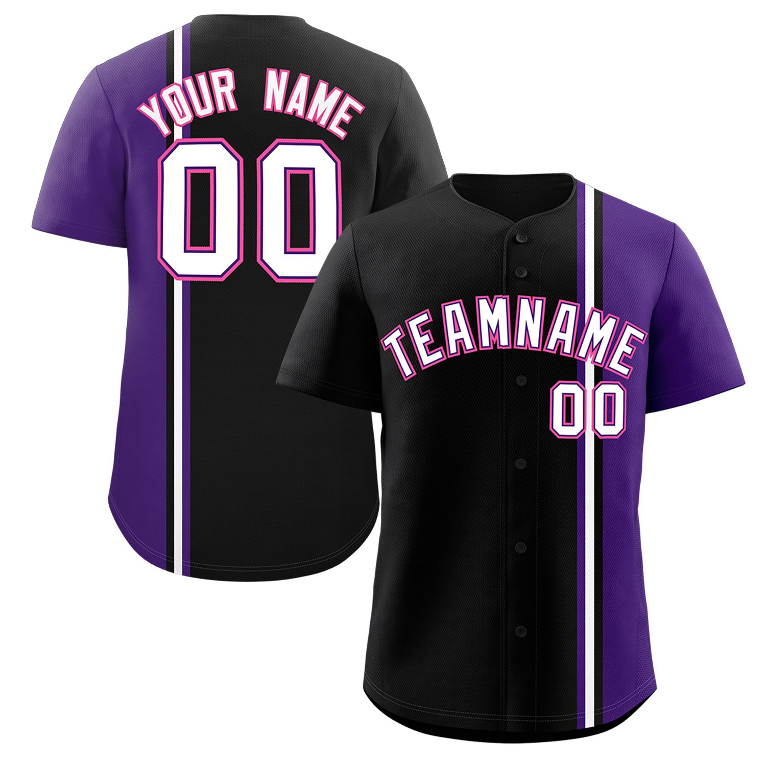 Custom Black Purple-White Personalized Color Block Authentic Baseball jersey