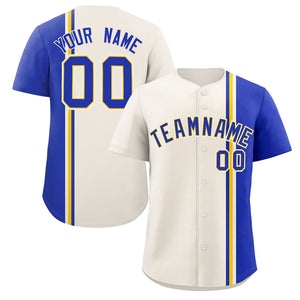 Custom Cream Royal-Gold Personalized Color Block Authentic Baseball jersey