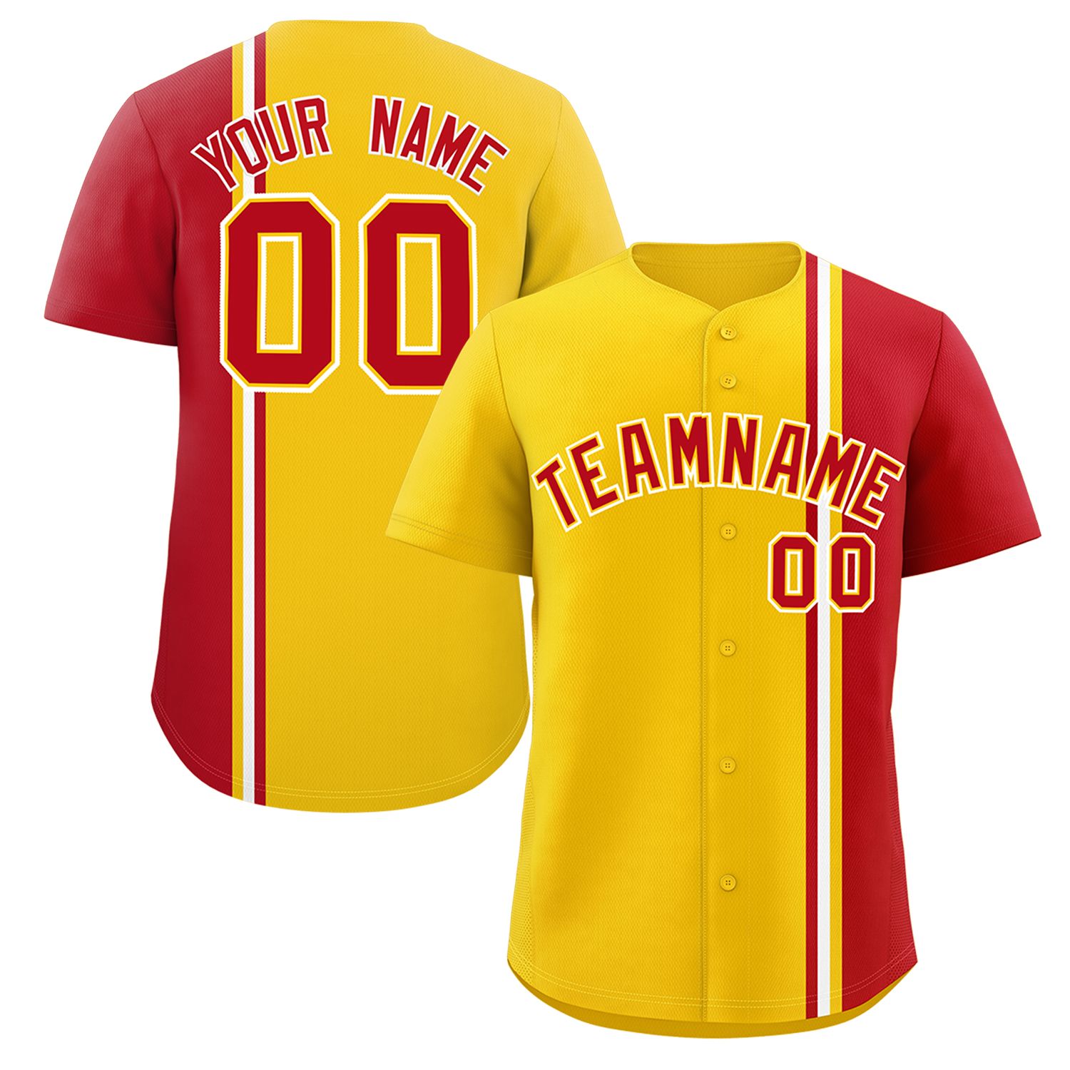 Custom Gold Red-White Personalized Color Block Authentic Baseball jersey