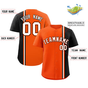 Custom Orange Black-White Personalized Color Block Authentic Baseball jersey