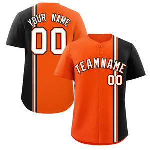 Custom Orange Black-White Personalized Color Block Authentic Baseball jersey