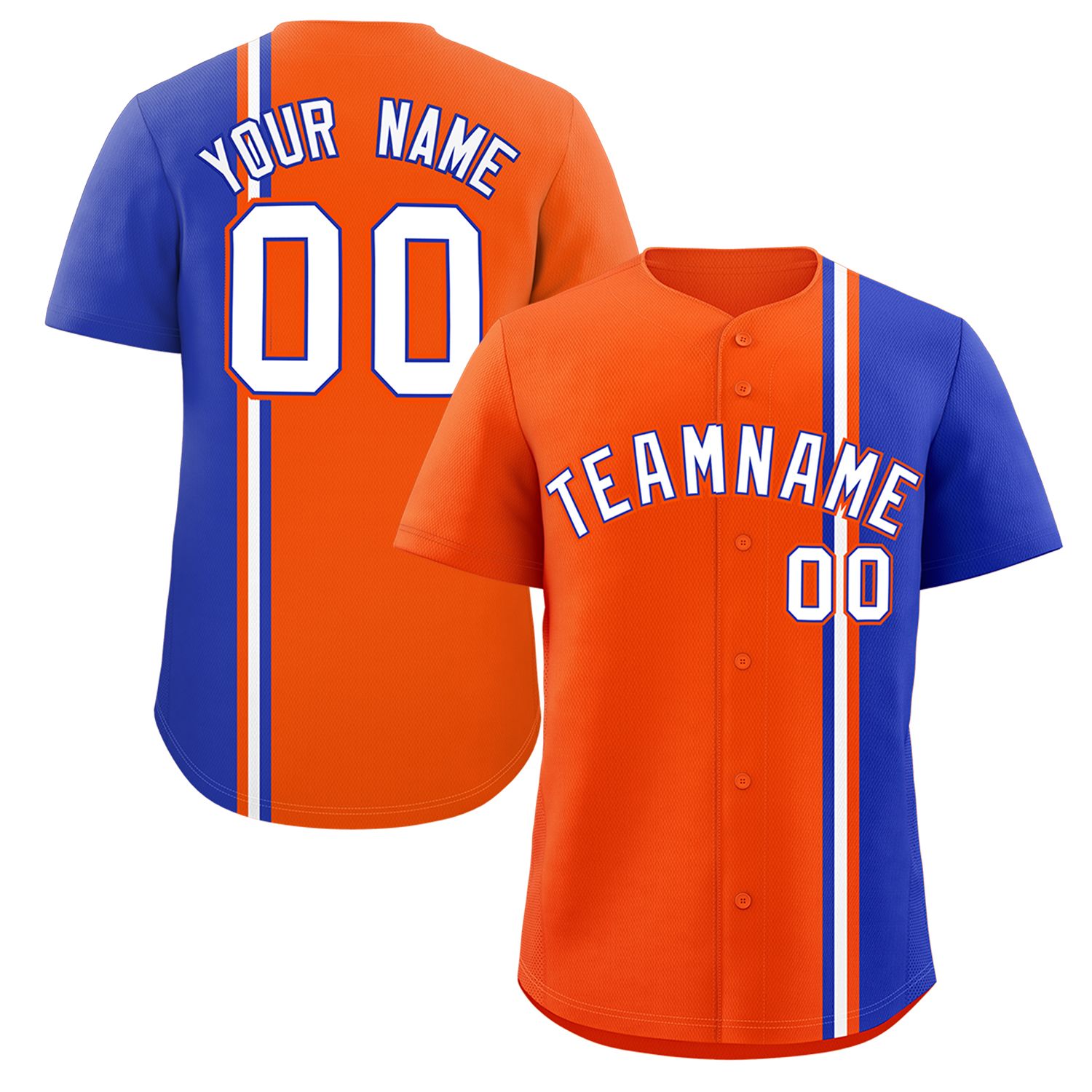 Custom Orange Royal-White Personalized Color Block Authentic Baseball jersey