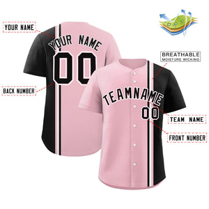 Custom Light Pink Powder Blue-White Personalized Color Block Authentic Baseball jersey