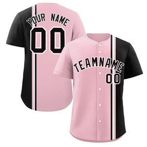 Custom Light Pink Powder Blue-White Personalized Color Block Authentic Baseball jersey