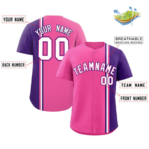 Custom Pink Purple-White Personalized Color Block Authentic Baseball jersey