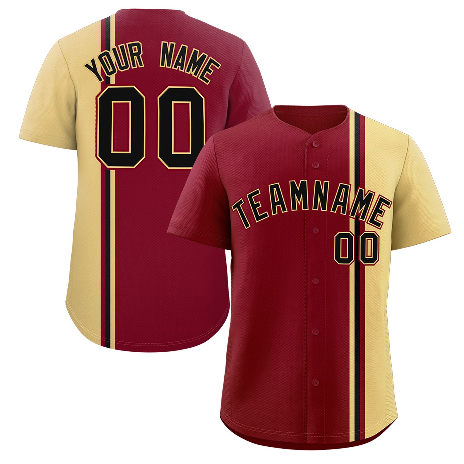 Custom Crimson Khaki-Black Personalized Color Block Authentic Baseball jersey