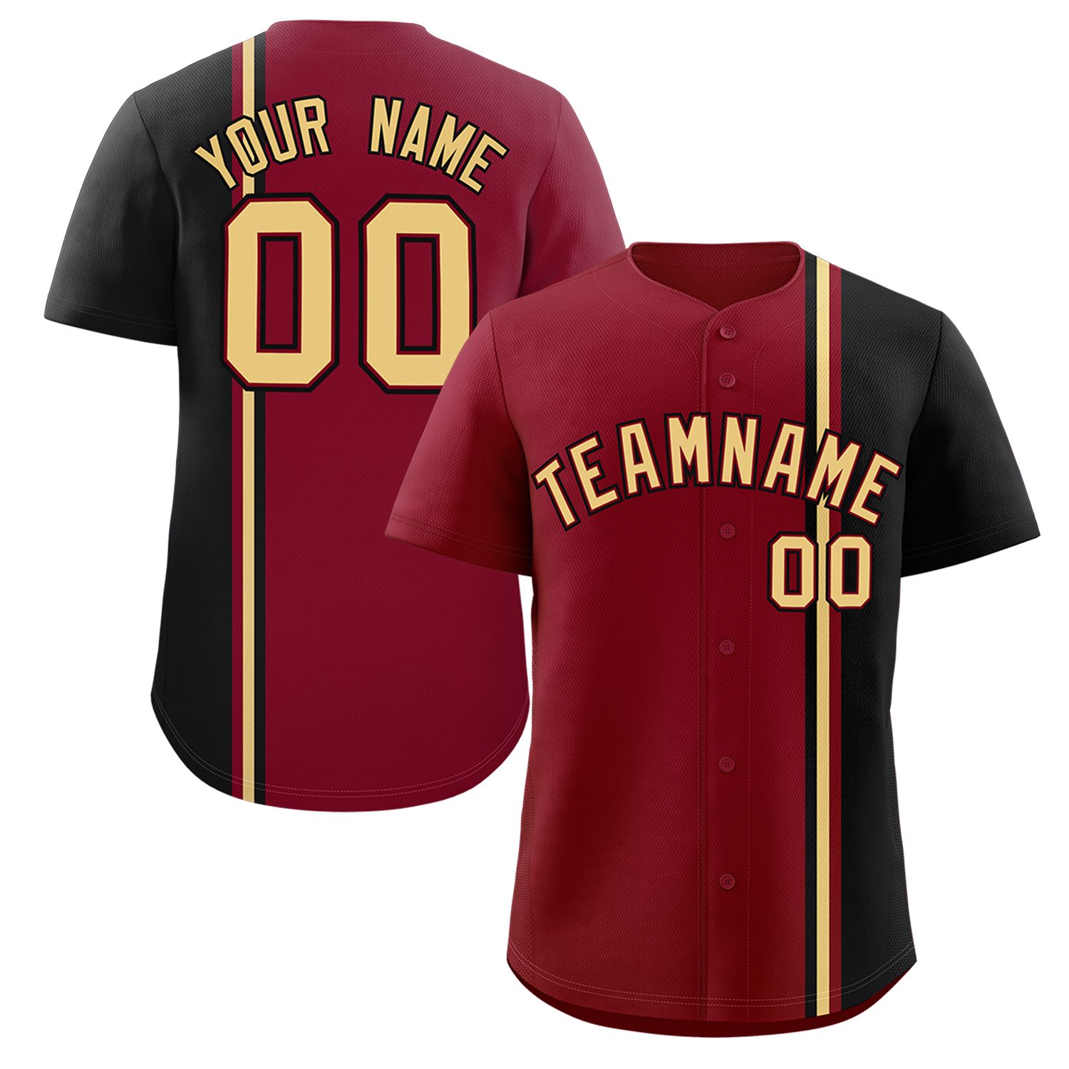 Custom Crimson Black-Khaki Personalized Color Block Authentic Baseball jersey