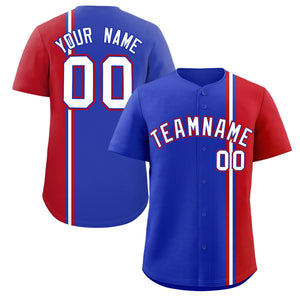 Custom Royal Red-White Personalized Color Block Authentic Baseball jersey