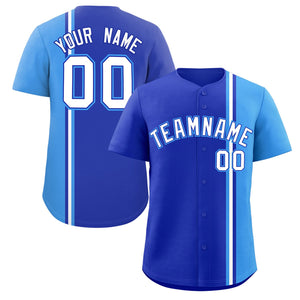 Custom Powder Blue Royal-White Personalized Color Block Authentic Baseball jersey