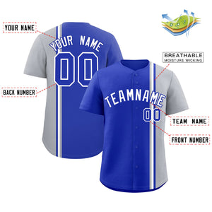 Custom Royal Gray-White Personalized Color Block Authentic Baseball jersey