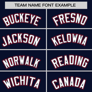 Custom Navy Red-White Personalized Color Block Authentic Baseball jersey