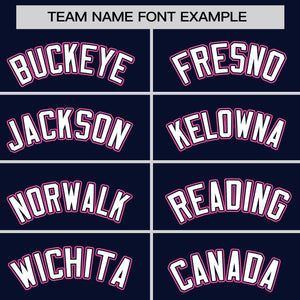 Custom Navy Pink-White Personalized Color Block Authentic Baseball jersey