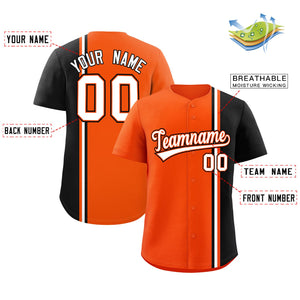 Custom Orange Black-White Personalized Color Block Authentic Baseball jersey