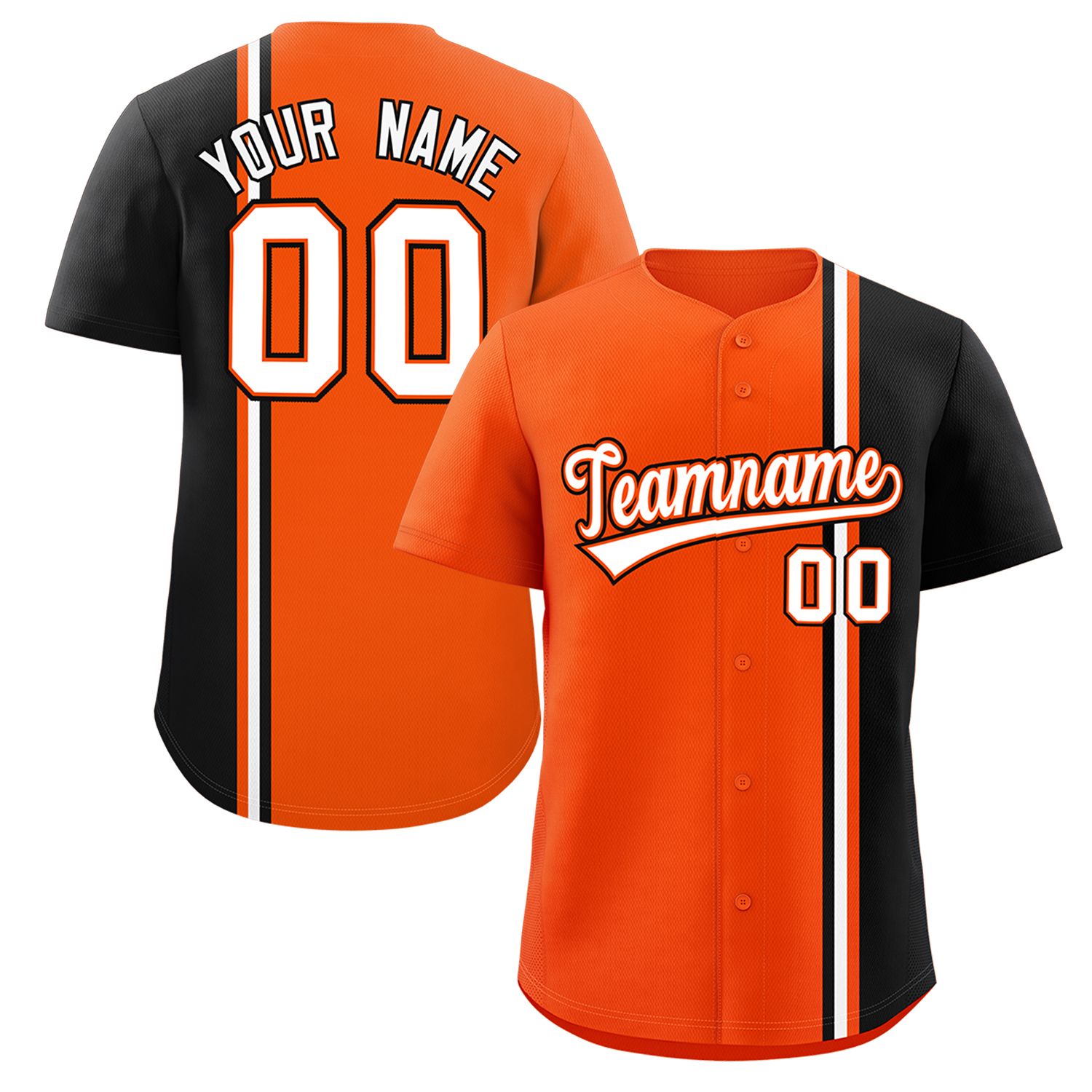 Custom Orange Black-White Personalized Color Block Authentic Baseball jersey