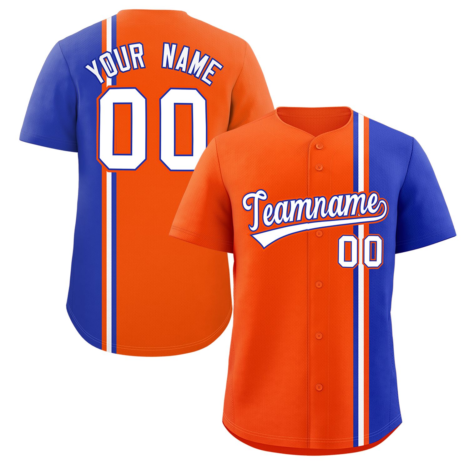 Custom Orange Royal-White Personalized Color Block Authentic Baseball jersey