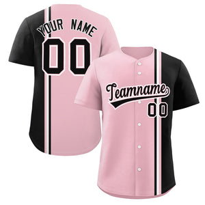 Custom Light Pink Powder Blue-White Personalized Color Block Authentic Baseball jersey