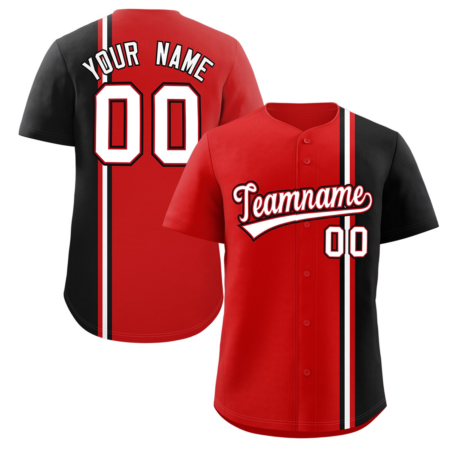 Custom Red Black-White Personalized Color Block Authentic Baseball jersey