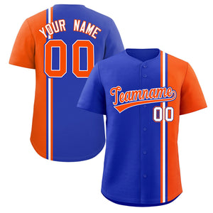 Custom Royal Orange-White Personalized Color Block Authentic Baseball jersey