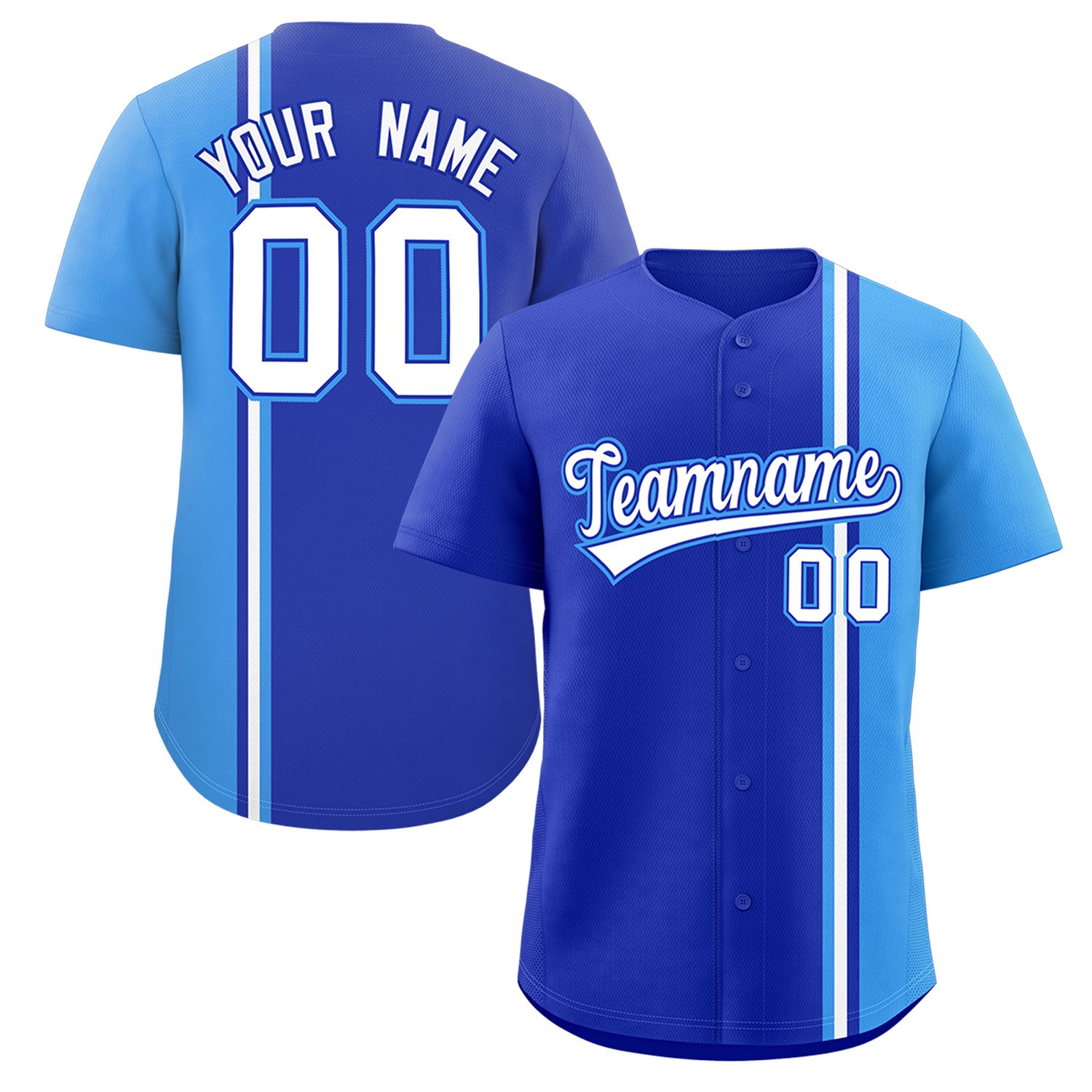 Custom Powder Blue Royal-White Personalized Color Block Authentic Baseball jersey