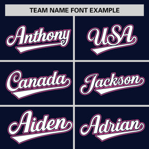 Custom Navy Pink-White Personalized Color Block Authentic Baseball jersey