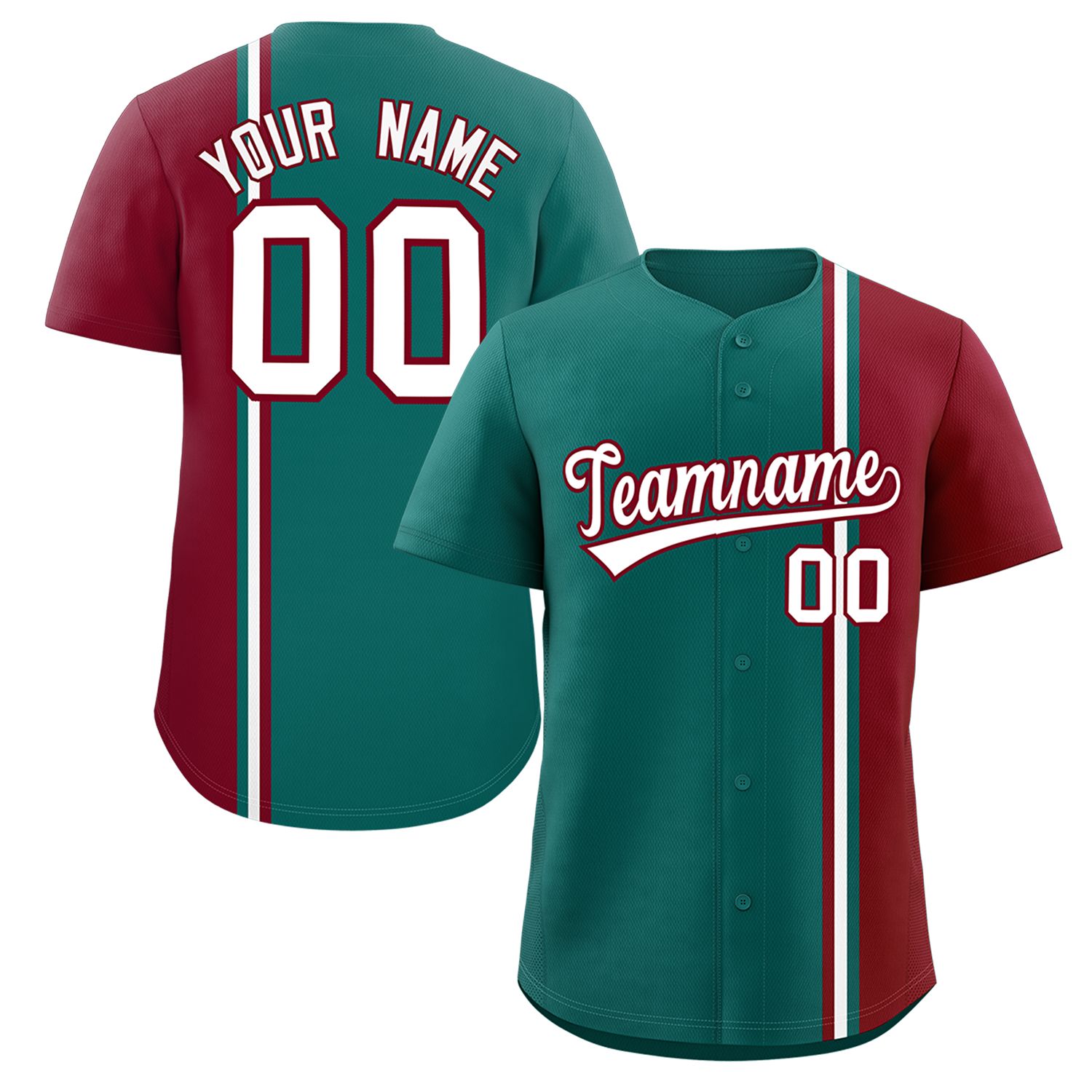 Custom Aqua Crimson-White Personalized Color Block Authentic Baseball jersey