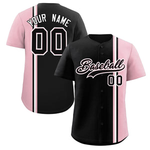 Custom Black Light Pink-White Personalized Color Block Authentic Baseball jersey