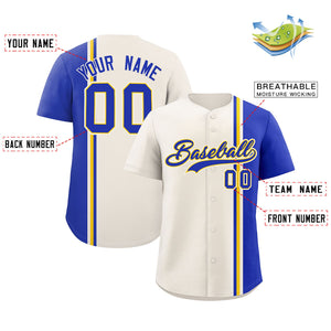 Custom Cream Royal-Gold Personalized Color Block Authentic Baseball jersey