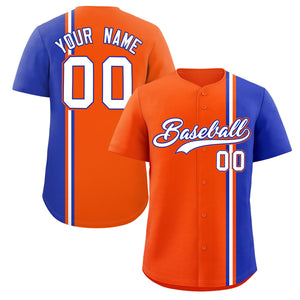 Custom Orange Royal-White Personalized Color Block Authentic Baseball jersey