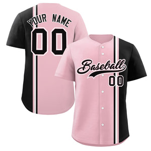 Custom Light Pink Powder Blue-White Personalized Color Block Authentic Baseball jersey