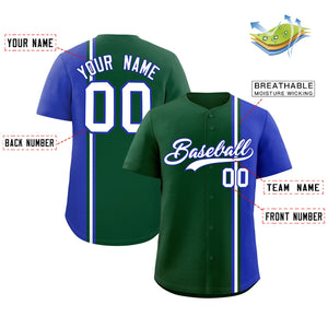 Custom Green Royal-White Personalized Color Block Authentic Baseball jersey