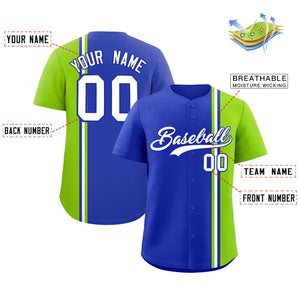 Custom Royal Neon Green-White Personalized Color Block Authentic Baseball jersey