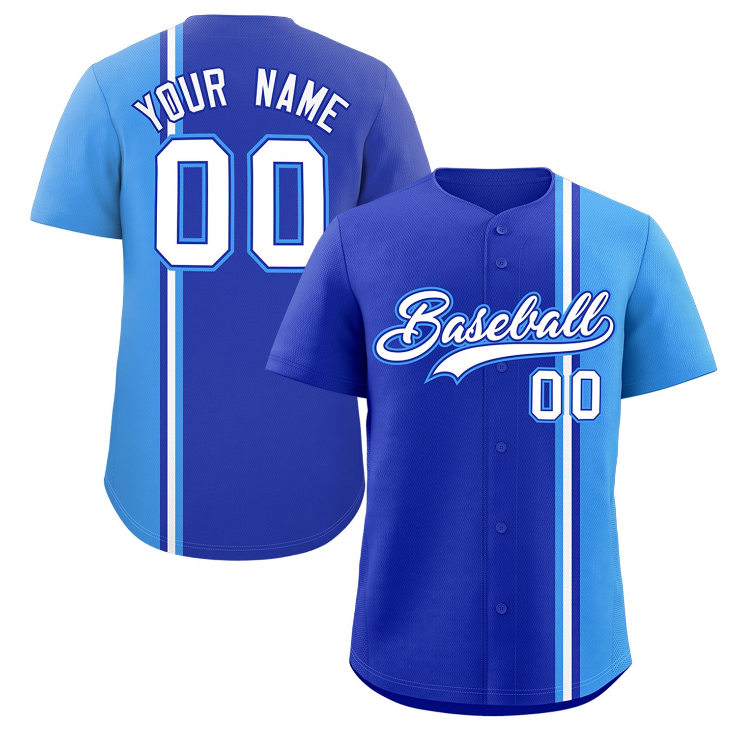 Custom Powder Blue Royal-White Personalized Color Block Authentic Baseball jersey