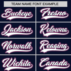 Custom Navy Pink-White Personalized Color Block Authentic Baseball jersey