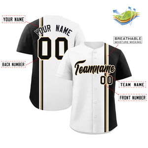 Custom White Black-Old Gold Personalized Color Block Authentic Baseball jersey