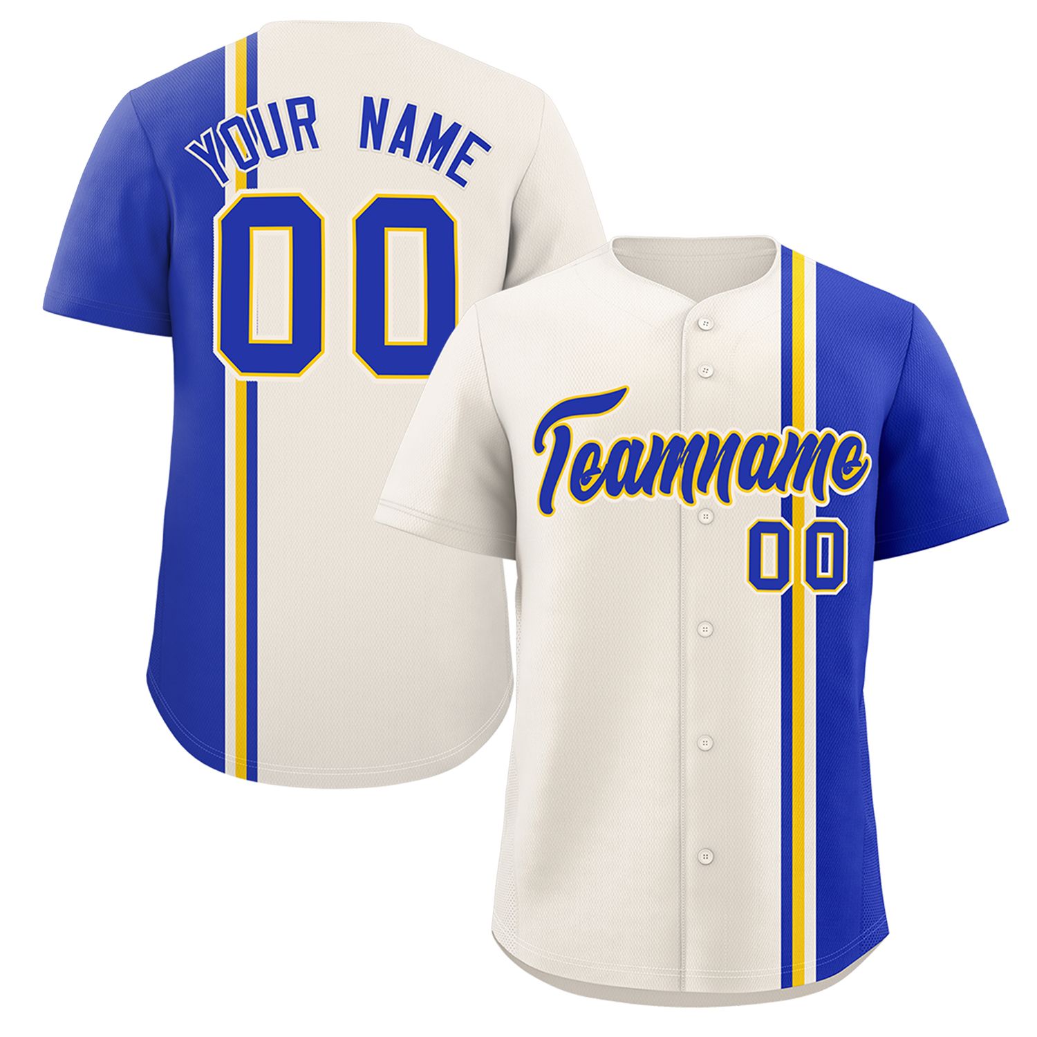 Custom Cream Royal-Gold Personalized Color Block Authentic Baseball jersey