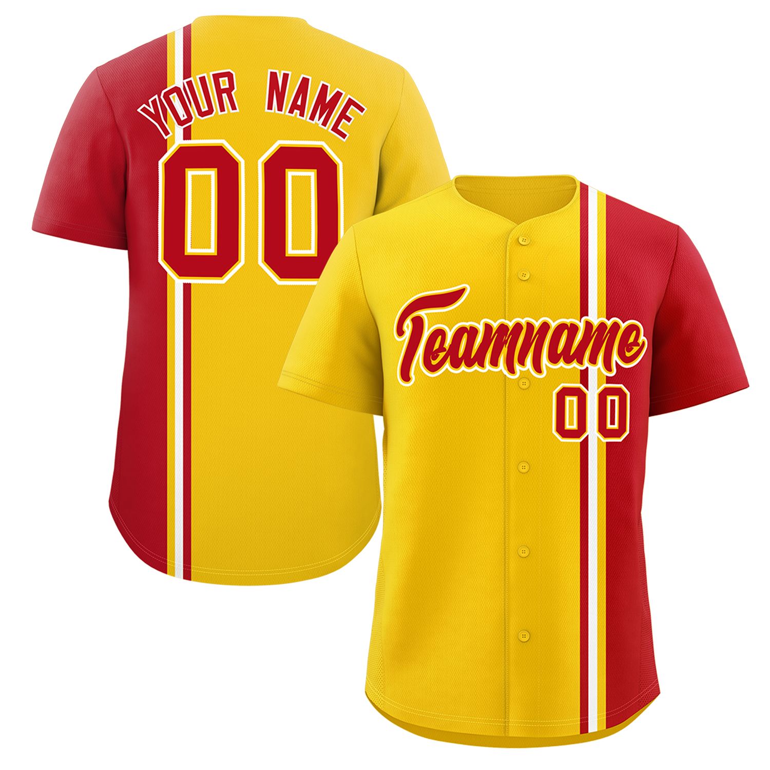 Custom Gold Red-White Personalized Color Block Authentic Baseball jersey